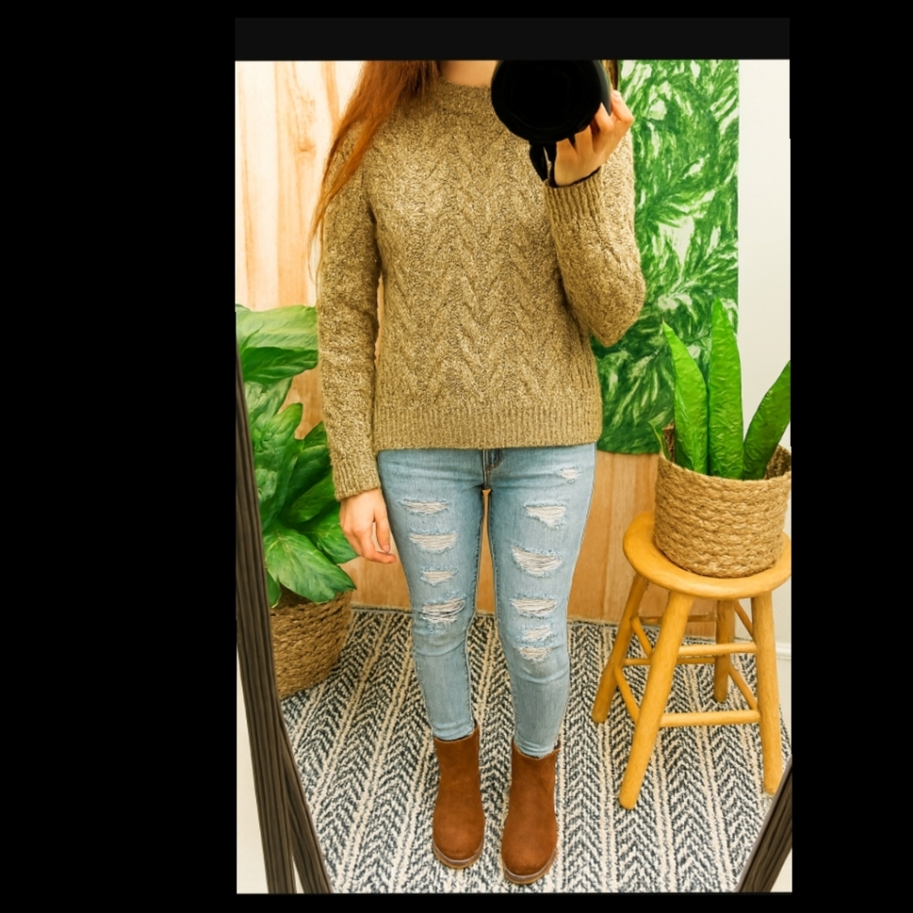 Sunshine Yellow Eclectic Chunky Vintage Handmade Cable Knit Sweater Size S/M▪
